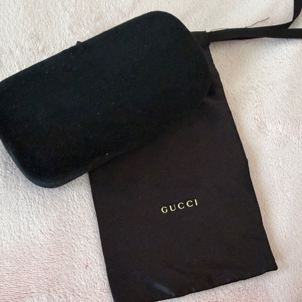 Gucci Black Velvet Sunglasses Case and Logo Pouch